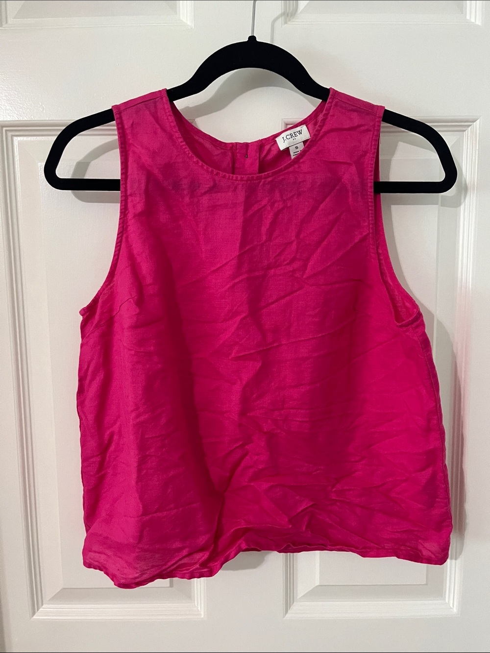 Jcrew Bright Pink Sleeveless Linen Cotton Top Size Small